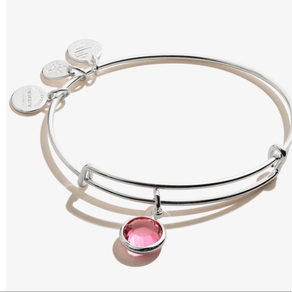 Alex and Ani pink stone birthday bracelet